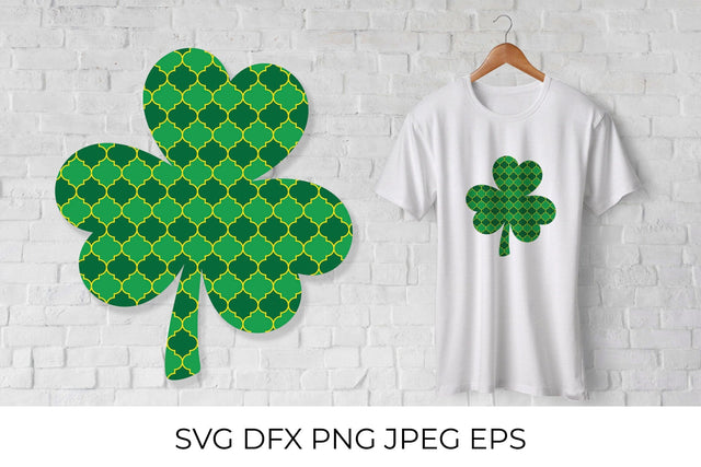 Shamrock clover leaf made of arabesque tile pattern. Saint Patricks Day SVG LaBelezoka 