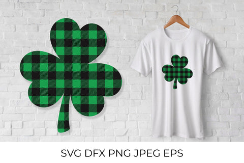 Shamrock clover leaf made of green buffalo pattern. Saint Patricks Day SVG LaBelezoka 