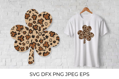 Shamrock clover leaf made of Leopard or cheetah print. Patricks Day SVG LaBelezoka 