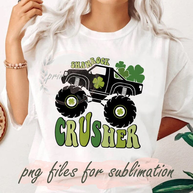 Shamrock Crusher Design Png, Monster Truck Png, St. Patrick's Day Png, Shamrock Png, Lucky Sublimation Png, Irish Digital Design, Digital Download Sublimation PrintingLife 