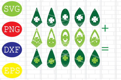 Shamrock Fringe Earrings Svg, Patrick's Day Svg, Png, Eps, Dxf Files SVG DigitalSvgFiles 