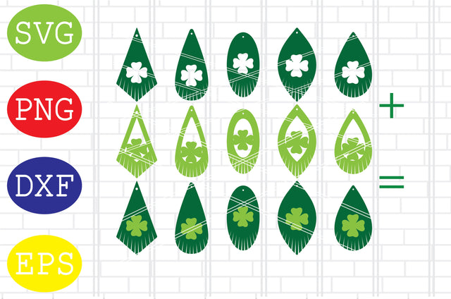 Shamrock Fringe Earrings Svg, Patrick's Day Svg, Png, Eps, Dxf Files SVG DigitalSvgFiles 