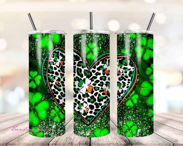 Shamrock Heart St. Patrick's Day 20 oz. Skinny Tumbler PNG Sublimation Design, Irish Day Tumbler Wrap, Paddy's Day Tumbler Png Downloads Sublimation TrendingDesign 