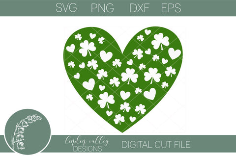 Shamrock Heart|Shamrock Cut Out|Hearts|Shamrocks SVG Linden Valley Designs 
