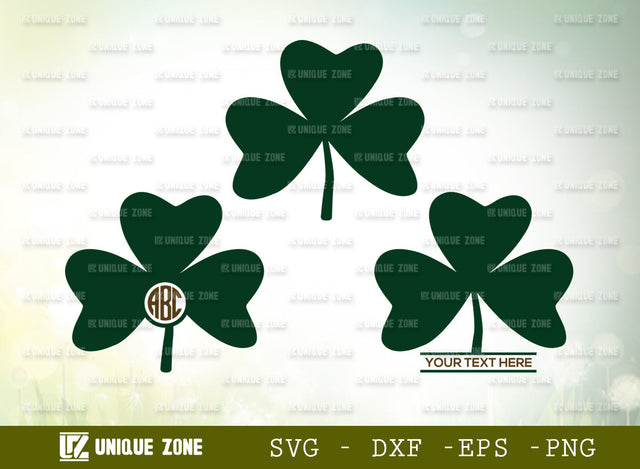 Shamrock Leaf SVG Cut File, Leaf Svg, Shamrock Svg, Clover Svg, Trefoil Svg, Four Leaf Svg, Shamrock Leaf Silhouette, SVG Unique Zone 