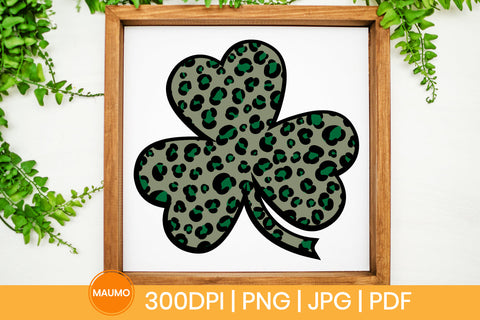 Shamrock leopard print subliamtion clipart, St Patrick’s Day SVG Maumo Designs 