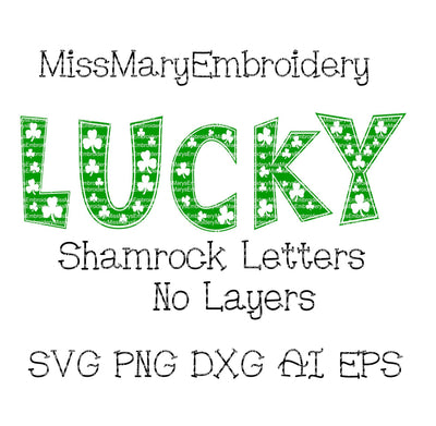 Shamrock Letters (not layered) SVG MissMarysEmbroidery