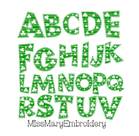 Shamrock Letters (not layered) SVG MissMarysEmbroidery 