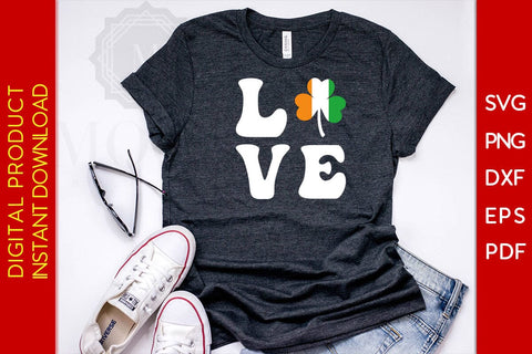 Shamrock Love Irish St Patrick's Day SVG PNG PDF Cut File SVG Creativedesigntee 