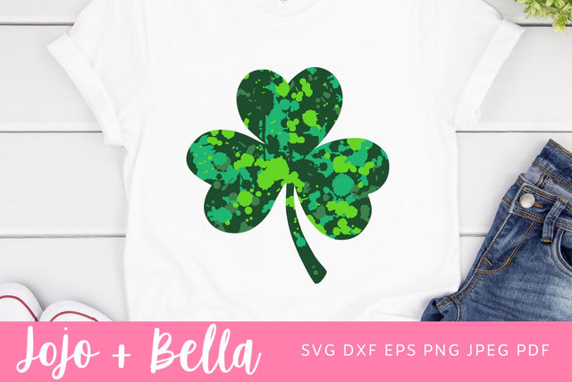 Shamrock Paint Splatter SVG, Shamrock Grunge Svg, Patterned Shamrock SVG, Cut File, Png, Shamrock Shirt Svg files for Cricut, Silhouette SVG Jojo&Bella 