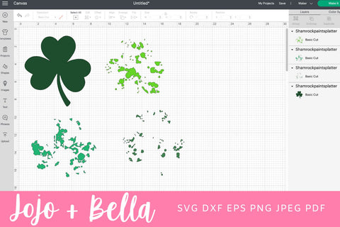 Shamrock Paint Splatter SVG, Shamrock Grunge Svg, Patterned Shamrock SVG, Cut File, Png, Shamrock Shirt Svg files for Cricut, Silhouette SVG Jojo&Bella 