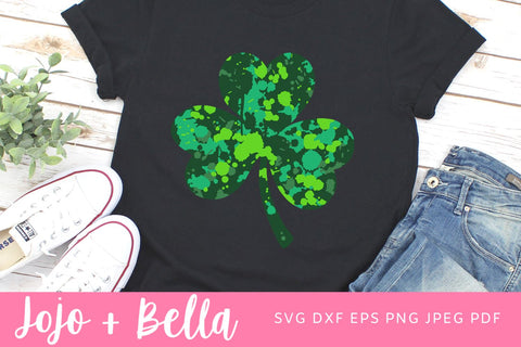 Shamrock Paint Splatter SVG, Shamrock Grunge Svg, Patterned Shamrock SVG, Cut File, Png, Shamrock Shirt Svg files for Cricut, Silhouette SVG Jojo&Bella 