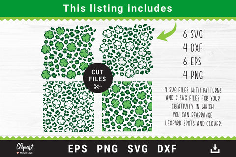 Shamrock pattern SVG Leopard print SVG, DXF, PNG SVG ClipartMuchLove 
