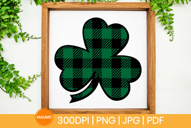 Shamrock plaid sublimation clipart, St Patrick’s Day png SVG Maumo Designs 