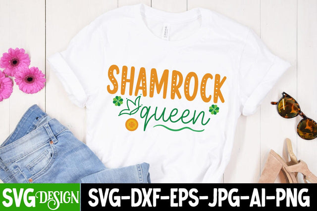 Shamrock queen SVG Cut File , St.Patrick's Sublimation PNG, St.Patrick's Flag SVG Cut File, St.Patrick's Clipart PNG SVG BlackCatsMedia 