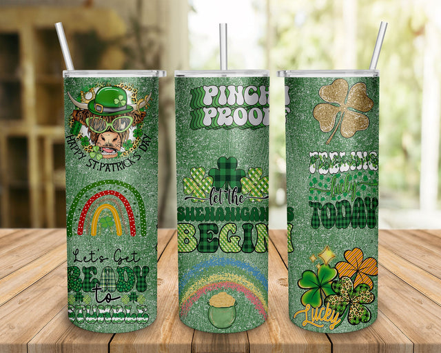 Shamrock St. Patrick's Day 20oz skinny png sublimation design download, St. Patrick's Tumbler png, Irish Day png, sublimate designs download Sublimation BOO-design 