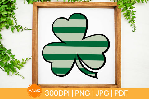 Shamrock sublimation with strips png, clipart, St Patrick’s Day SVG Maumo Designs 