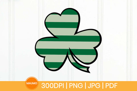 Shamrock sublimation with strips png, clipart, St Patrick’s Day SVG Maumo Designs 