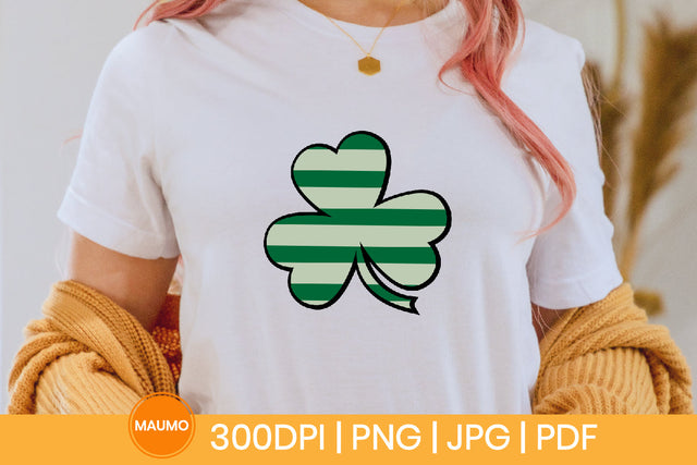 Shamrock sublimation with strips png, clipart, St Patrick’s Day SVG Maumo Designs 