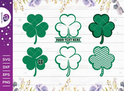 Shamrock SVG Cut File | Saint Patricks Day SVG | Clover Leaf SVG | Split Monogram | St Patricks Day SVG | Three Leaf SVG | Bundle | SVG Reinvent Art 
