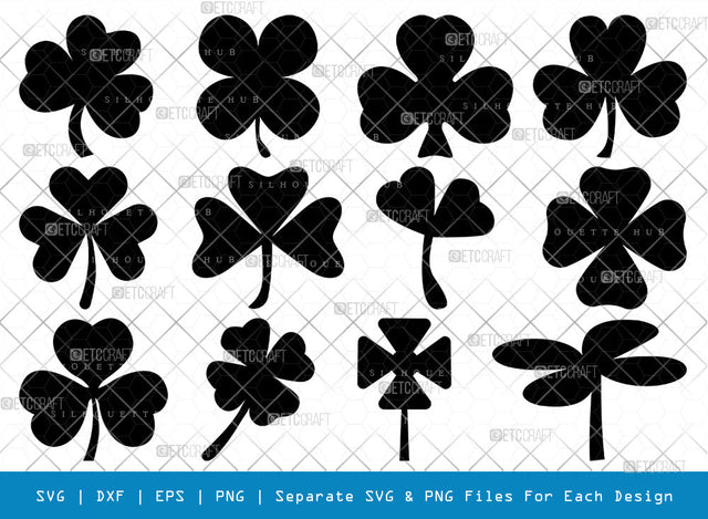 Shamrock SVG Cut Files | Shamrock Silhouette | Clover Leaf Svg | Trefoil Svg | Patricks Leaf Svg | Three Leaf Svg | Shamrock Bundle SVG ETC Craft 