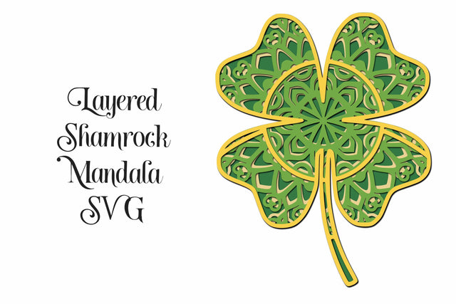 Shamrock SVG file, layered mandala cut file, 4 Leaf Clover SVG SVG Digital Honeybee 