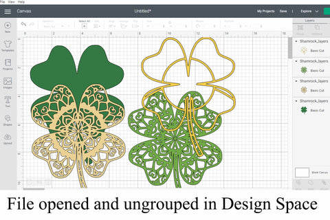 Shamrock SVG file, layered mandala cut file, 4 Leaf Clover SVG SVG Digital Honeybee 