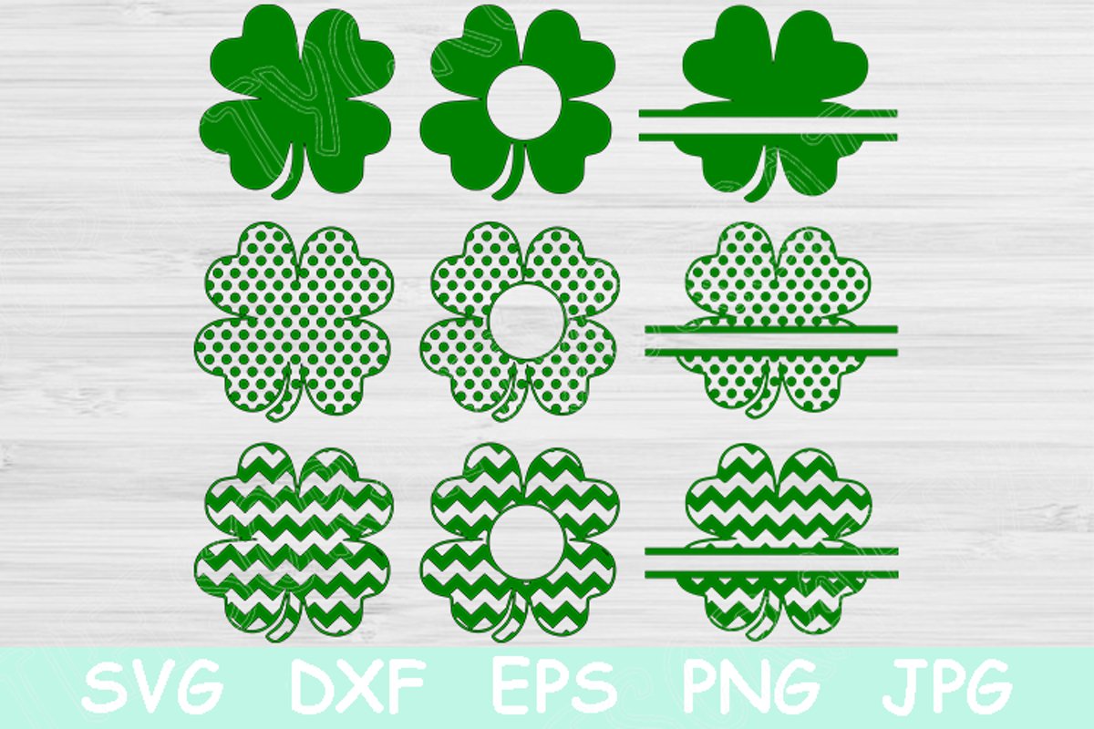 4 Leaf Clover Outline SVG, Lucky Clover SVG Vector Files