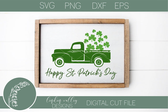 Shamrock Vintage Truck SVG|Farmhouse Truck|St Patrick's Day SVG Linden Valley Designs 