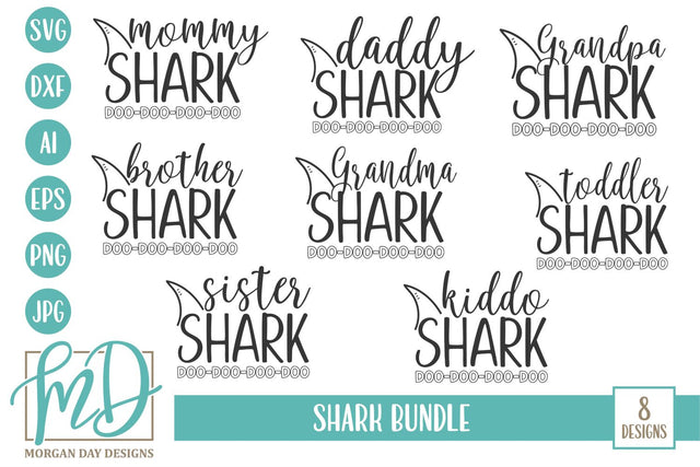 Shark Family Bundle SVG Morgan Day Designs