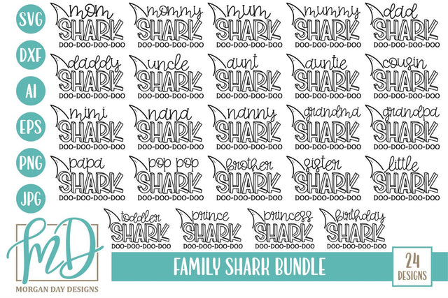 Shark Family Bundle SVG Morgan Day Designs