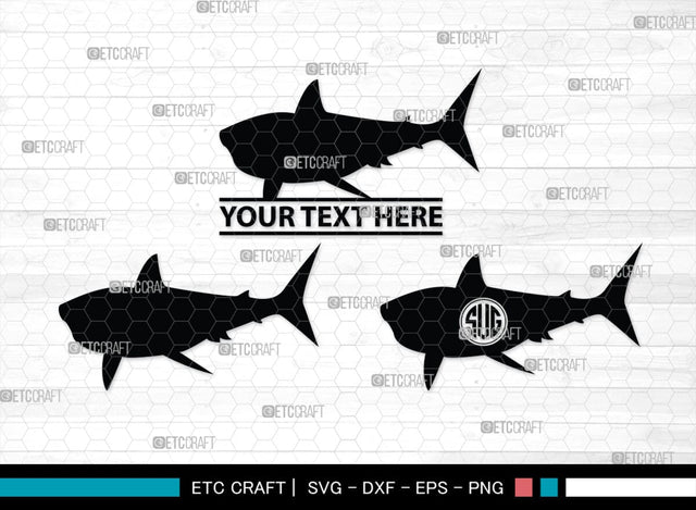 Shark Fish Monogram, Shark Fish Silhouette, Shark Fish SVG, Shark Fish Svg, Shark Fin Svg, Hammer Shark Svg, Great White Shark Svg, SB00317 SVG ETC Craft 
