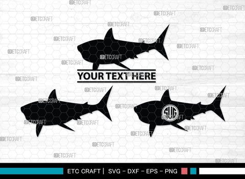 Shark Fish Monogram, Shark Fish Silhouette, Shark Fish SVG, Shark Fish Svg, Shark Fin Svg, Hammer Shark Svg, Great White Shark Svg, SB00317 SVG ETC Craft 