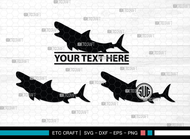 Shark Fish Monogram, Shark Fish Silhouette, Shark Fish SVG, Shark Fish Svg, Shark Fin Svg, Hammer Shark Svg, Great White Shark Svg, SB00317 SVG ETC Craft 