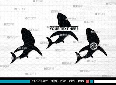 Shark Fish Monogram, Shark Fish Silhouette, Shark Fish SVG, Shark Fish Svg, Shark Fin Svg, Hammer Shark Svg, Great White Shark Svg, SB00317 SVG ETC Craft 