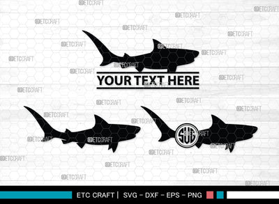 Shark Fish Monogram, Shark Fish Silhouette, Shark Fish SVG, Shark Fish Svg, Shark Fin Svg, Hammer Shark Svg, Great White Shark Svg, SB00317 SVG ETC Craft 