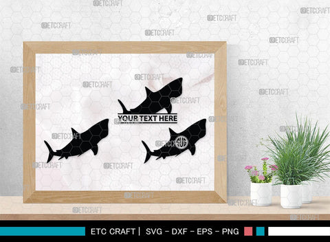 Shark Fish Monogram, Shark Fish Silhouette, Shark Fish SVG, Shark Fish Svg, Shark Fin Svg, Hammer Shark Svg, Great White Shark Svg, SB00317 SVG ETC Craft 