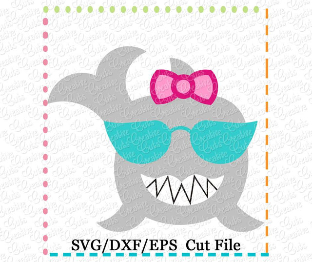 Shark Girl Sunglasses Cut File Creative Appliques 