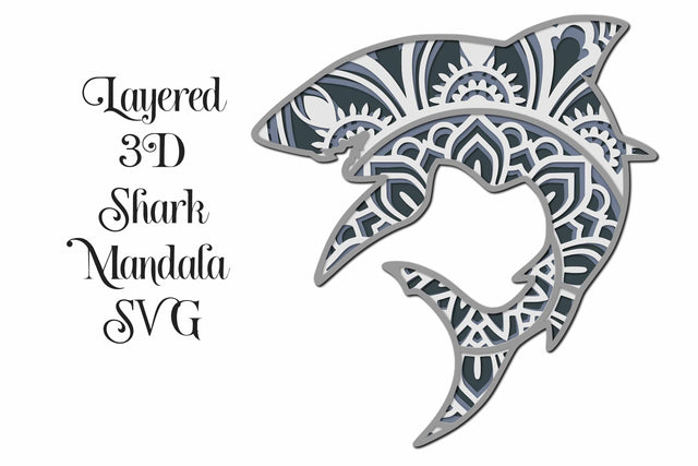 Shark Mandala Layered SVG file - great for paper cutting SVG Digital Honeybee 