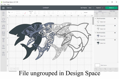 Shark Mandala Layered SVG file - great for paper cutting SVG Digital Honeybee 