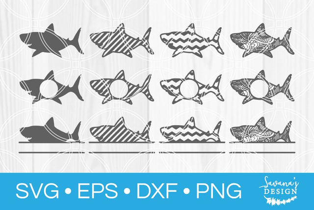 Shark Monogram Bundle SVG SavanasDesign