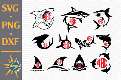 Shark Monogram SVG, PNG, DXF Digital Files Include SVG SVGStoreShop 