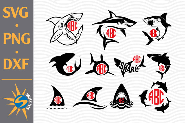 Shark Monogram SVG, PNG, DXF Digital Files Include SVG SVGStoreShop 