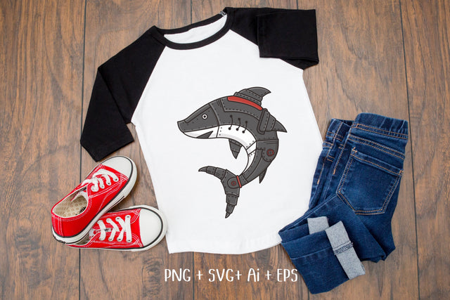 Shark Steampunk style SVG T-shirt Design SVG Aisyah 