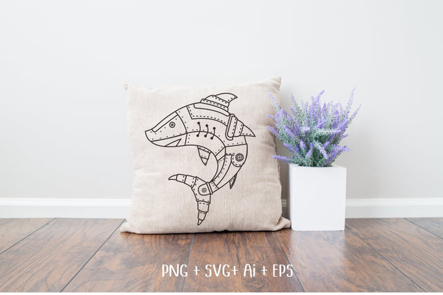 Shark Steampunk style SVG T-shirt Design SVG Aisyah 