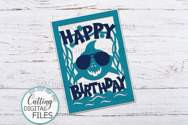 Shark svg,Birthday card svg, boy card svg, cricut card, Happy birthday card, papercut svg, paper cut svg, 5, 6, 7, 8, 9, 10, shark card svg, cricut card svg SVG kartcreationii 