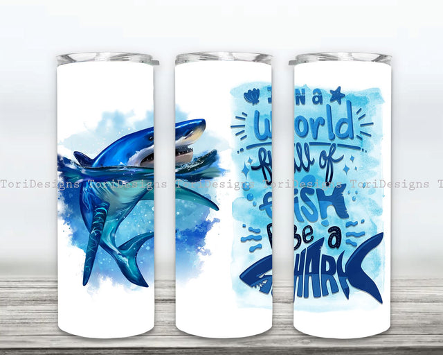 Shark Tumbler Wrap Design, Instant Digital Download, 20 oz Skinny Tumbler Sublimation Design, Straight & Tapered Tumbler Wrap PNG Sublimation ToriDesigns 