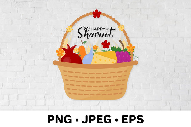 Shavuot basket sublimation design. Jewish holiday decor Sublimation LaBelezoka 