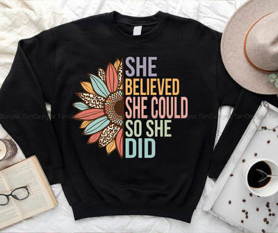 She Believed She Could So She Did Sublimation Design, Retro Inspirational Png, Inspirational Png, Positive Quotes, Mental Health Png, Motivational Png Sublimation ToriDesigns 