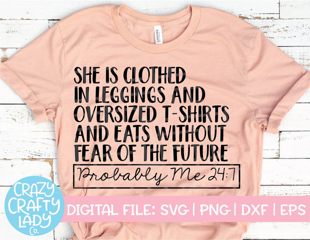 She Is Clothed in Leggings SVG Crazy Crafty Lady Co. 
